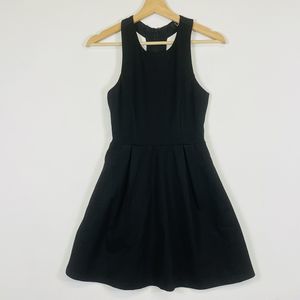 Lulus‎ Black Open Back Sleeveless Fit Flare Ponte Stretch Mini Dress Womens XS